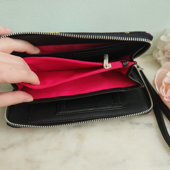 Betsey Johnson Pug Wristlet Zipper Black Pink Blue Dog Purse Small Bag - Picture 6 of 7